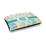 Teal Circles & Stripes Outdoor Dog Bed - Medium (Personalized)