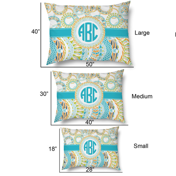 Teal Circles & Stripes Outdoor Dog Beds - SIZE CHART