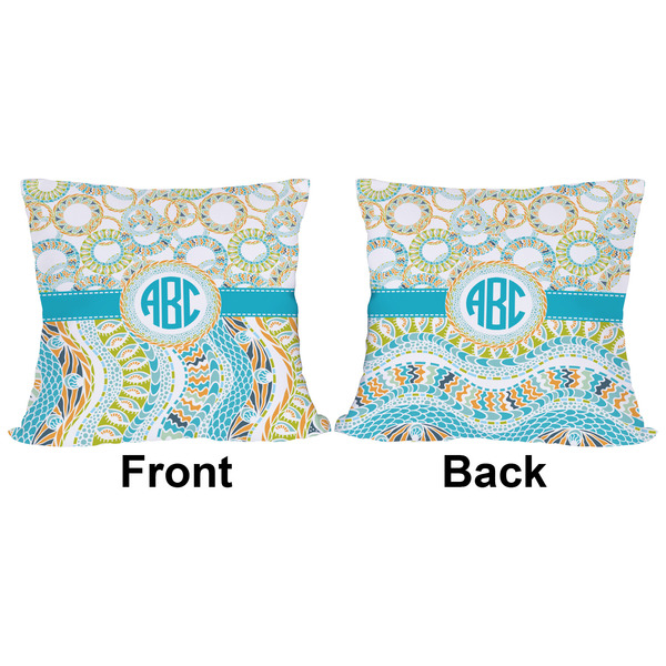 Teal Circles & Stripes Outdoor Pillow - 16x16