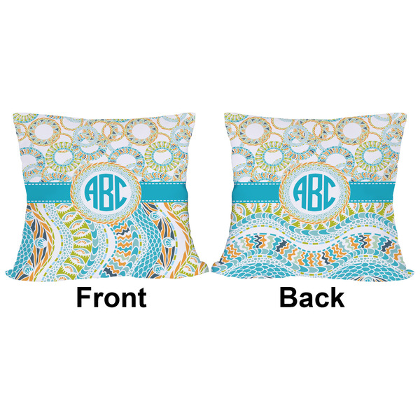 Teal Circles & Stripes Outdoor Pillow - 18x18