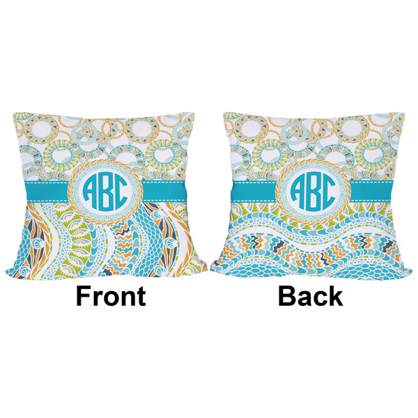 Teal Circles & Stripes Outdoor Pillow - 20x20