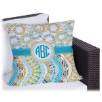 Teal Circles & Stripes Outdoor Pillow - 16" (Personalized)