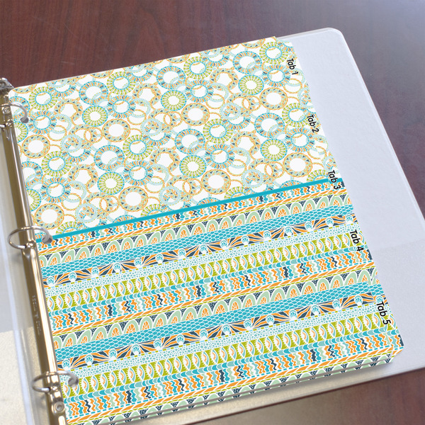 Teal Circles & Stripes Page Dividers - Set of 5 - In Context