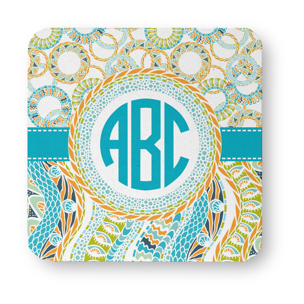 Teal Circles & Stripes Paper Coasters - Approval
