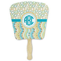 Teal Circles & Stripes Paper Fan (Personalized)