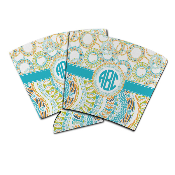 Custom Teal Circles & Stripes Party Cup Sleeve (Personalized)