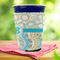 Teal Circles & Stripes Party Cup Sleeves - with bottom - Lifestyle