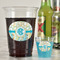 Teal Circles & Stripes Party Cups - 16oz - In Context