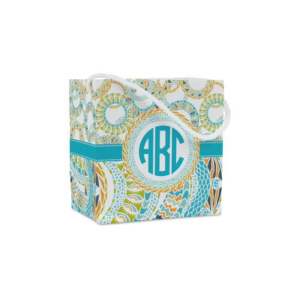 Custom Teal Circles & Stripes Party Favor Gift Bags - Matte (Personalized)