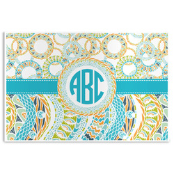 Teal Circles & Stripes Disposable Paper Placemats (Personalized)