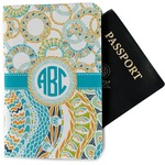 Teal Circles & Stripes Passport Holder - Fabric (Personalized)