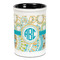 Teal Circles & Stripes Ceramic Pencil Holders - Black