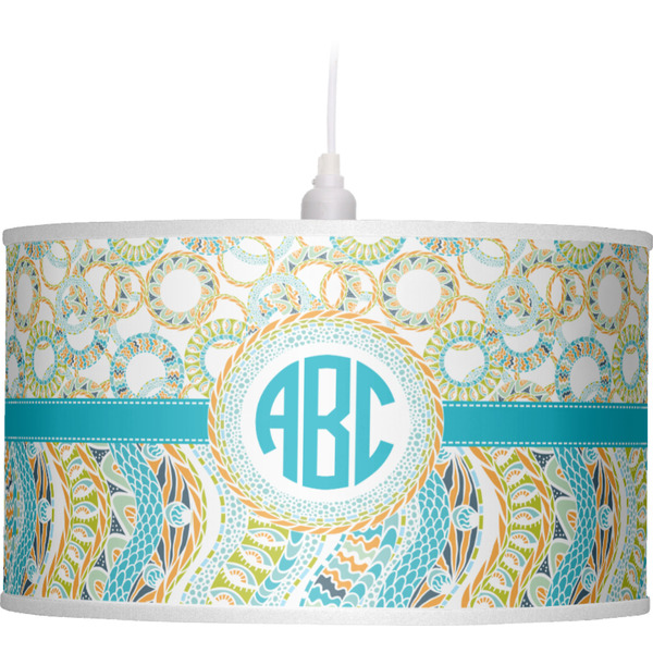 Teal Circles & Stripes Pendant Lamp Shade