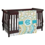 Teal Circles & Stripes Baby Blanket (Personalized)