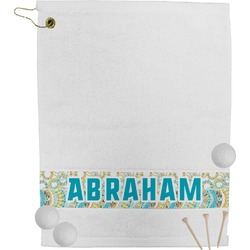 Teal Circles & Stripes Golf Bag Towel (Personalized)