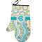 Teal Circles & Stripes Left Oven Mitt (Personalized)