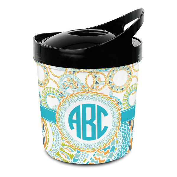 Custom Teal Circles & Stripes Plastic Ice Bucket (Personalized)