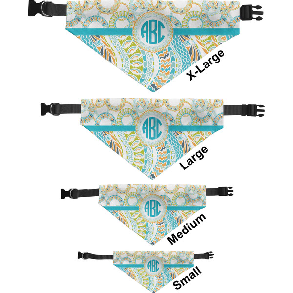Teal Circles & Stripes Pet Bandana Sizes