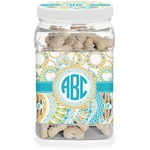 Teal Circles & Stripes Dog Treat Jar (Personalized)