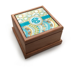 Teal Circles & Stripes Pet Urn w/ Monogram