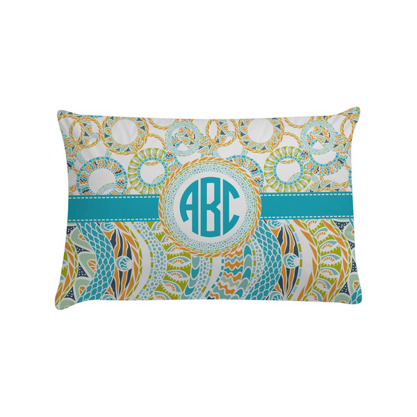 Custom Teal Circles & Stripes Pillow Case - Standard w/ Monogram