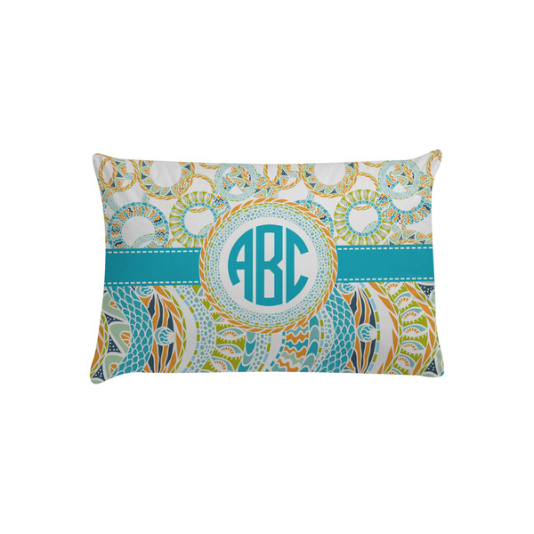 Custom Teal Circles & Stripes Pillow Case - Toddler w/ Monogram