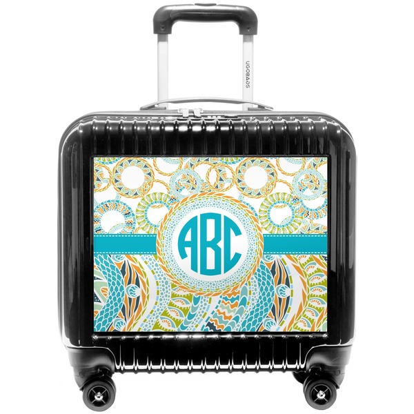 Custom Teal Circles & Stripes Pilot / Flight Suitcase (Personalized)