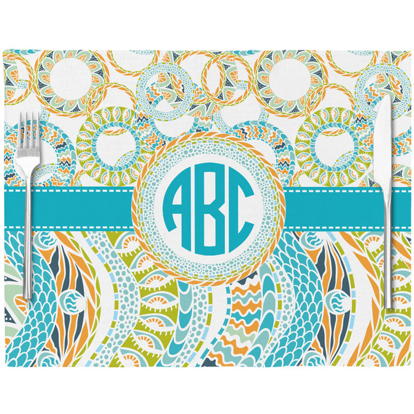 Teal Circles & Stripes Placemat with Props