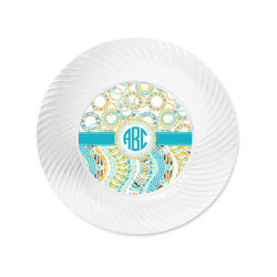 Teal Circles & Stripes Plastic Party Appetizer & Dessert Plates - 6" (Personalized)