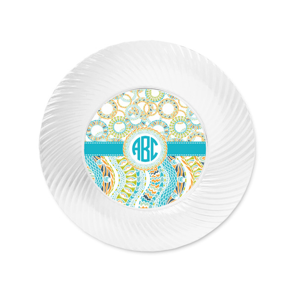 Teal Circles & Stripes Plastic Party Appetizer & Dessert Plates - Approval