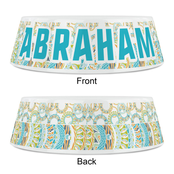 Teal Circles & Stripes Plastic Pet Bowls - Small - APPROVAL