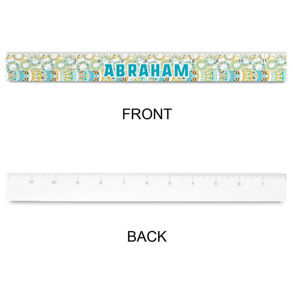 Teal Circles & Stripes Plastic Ruler - 12" - APPROVAL