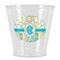 Teal Circles & Stripes Plastic Shot Glass (Personalized)