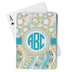 Teal Circles & Stripes Playing Cards (Personalized)