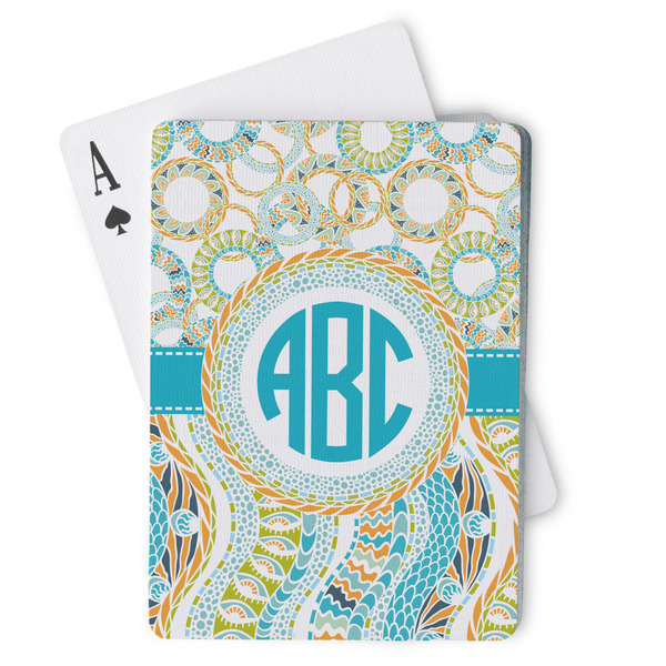 Custom Teal Circles & Stripes Playing Cards (Personalized)