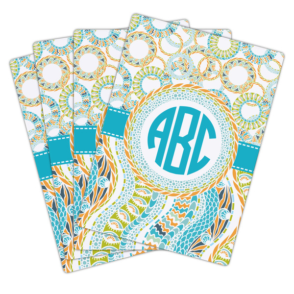 Teal Circles & Stripes Playing Cards - Hand Back View