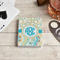 Teal Circles & Stripes Playing Cards - In Context