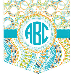 Teal Circles & Stripes Iron On Faux Pocket (Personalized)