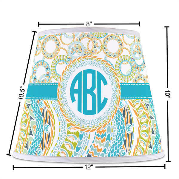 Teal Circles & Stripes Poly Film Empire Lampshade - Dimensions