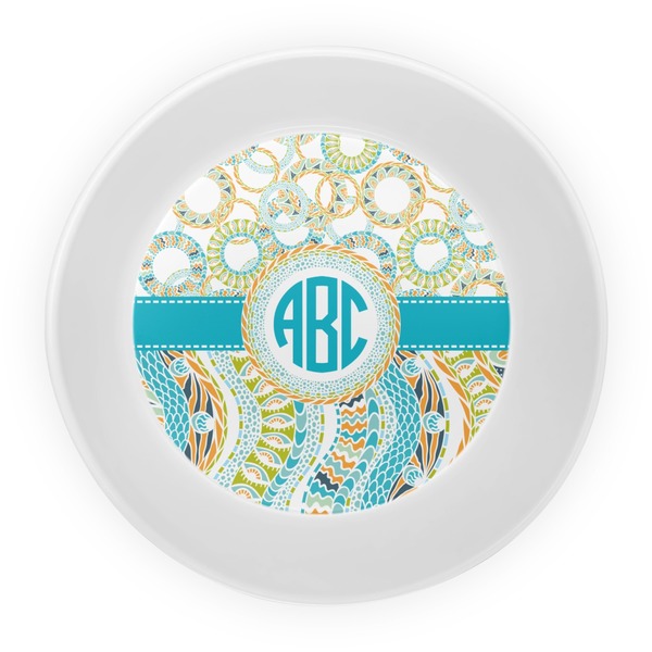 Teal Circles & Stripes Melamine Bowl - Center
