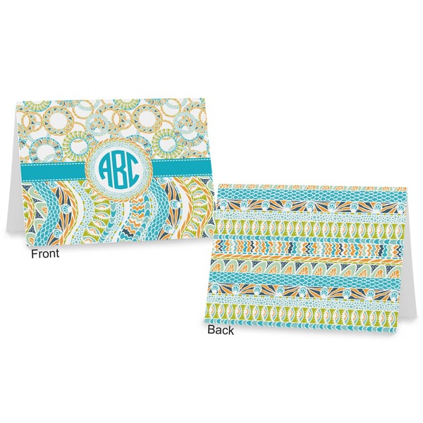 Teal Circles & Stripes Postcard - Front and Back