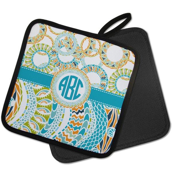 Teal Circles & Stripes Pot Holders - PARENT MAIN