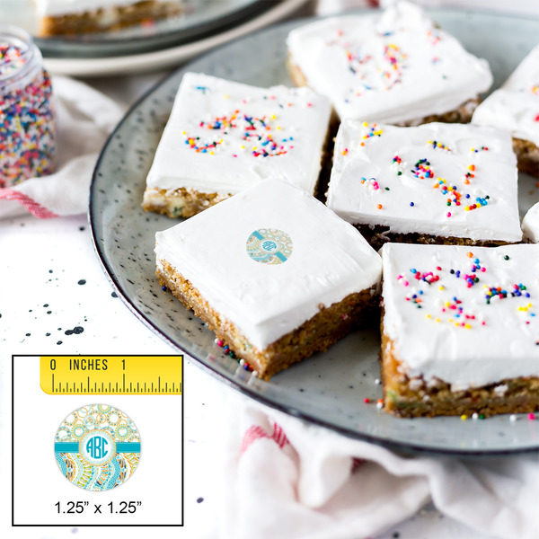 Teal Circles & Stripes Printed Icing Circle - XSmall - In Context