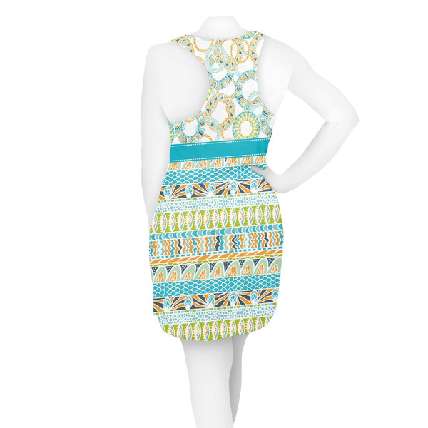 Teal Circles & Stripes Racerback Dress - On Model - Back