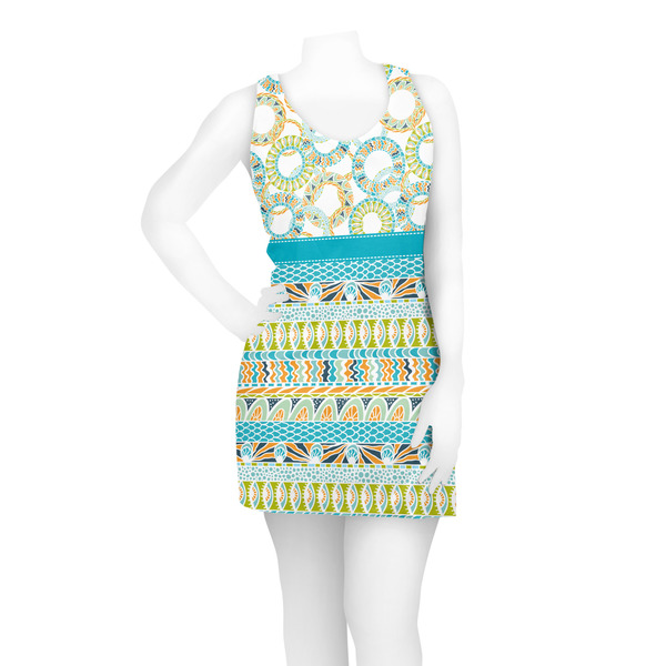 Teal Circles & Stripes Racerback Dress - On Model - Front