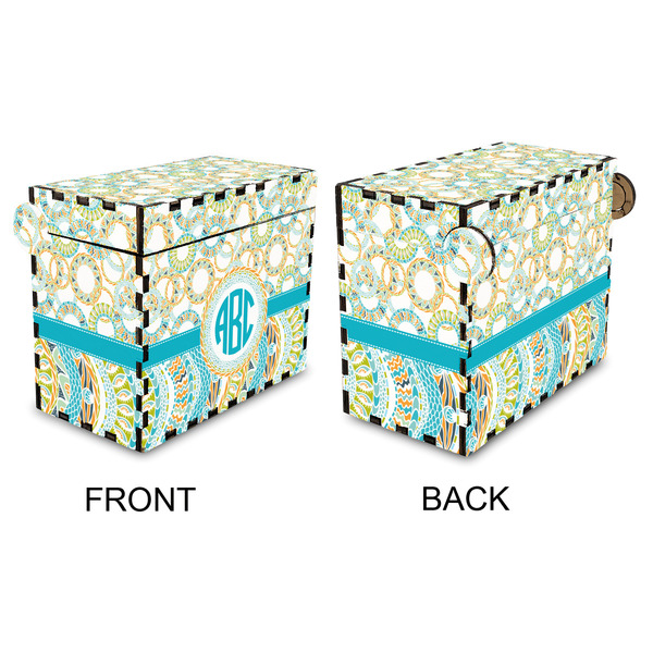 Teal Circles & Stripes Recipe Box - Full Color - Approval