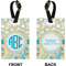 Teal Circles & Stripes Rectangle Luggage Tag (Front + Back)