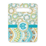 Teal Circles & Stripes Rectangular Trivet with Handle (Personalized)