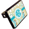 Teal Circles & Stripes Rectangular Car Hitch Cover w/ FRP Insert (Angle View)