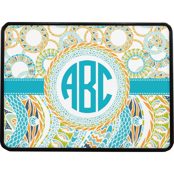 Teal Circles & Stripes Rectangular Car Hitch Cover w/ FRP Insert